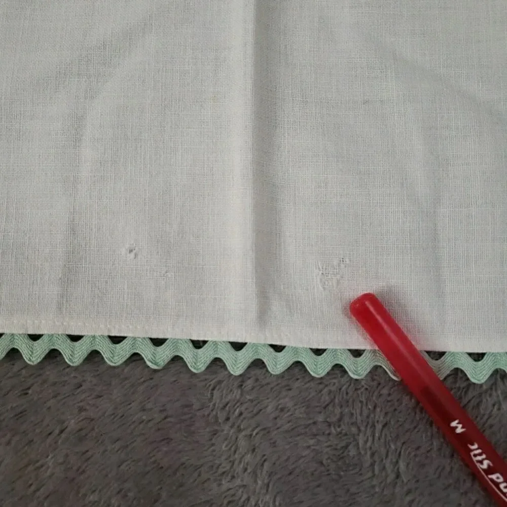 Embroidered Table Runner Swans Lilly Pad Mint Green Rick Rack 25